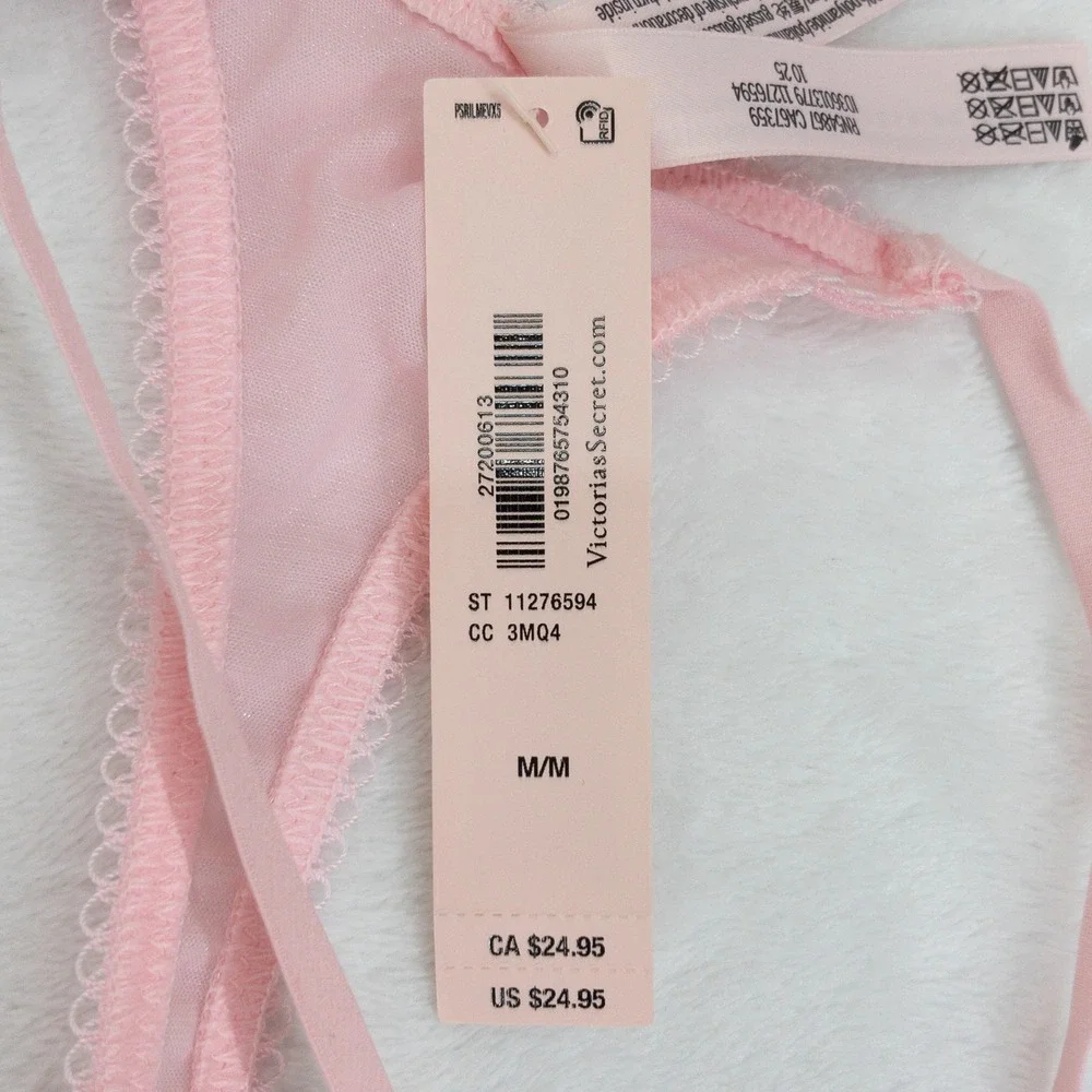 Victorias Secret Dream Angels Crystal Shimmer Thong Panties Womens Medium Pink